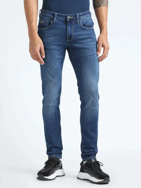 Flying Machine dark blue washed super skinny fit jeans