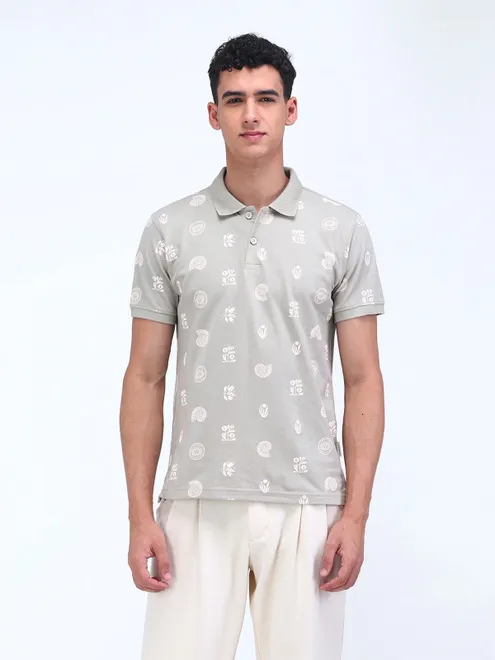 FLYING MACHINE printed grey cotton t-shirt