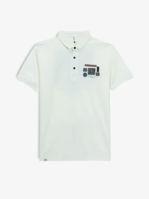 FREEZE cream cotton plain t-shirt
