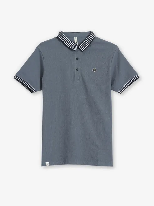 FREEZE dark grey cotton plain polo t-shirt