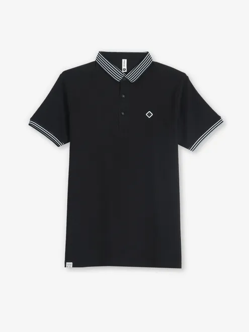 FREEZE plain black polo t-shirt in cotton