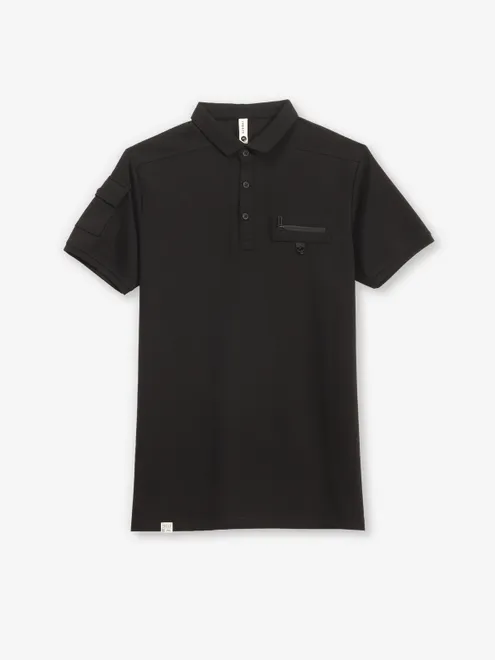 FREEZE plain cotton black polo t-shirt