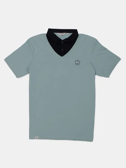 Freeze slim fit cotton sage green t shirt for casual
