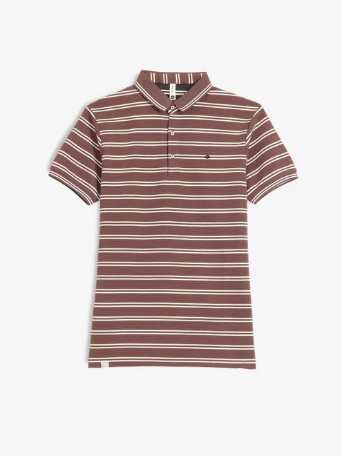 FREEZE striped brown cotton polo t-shirt