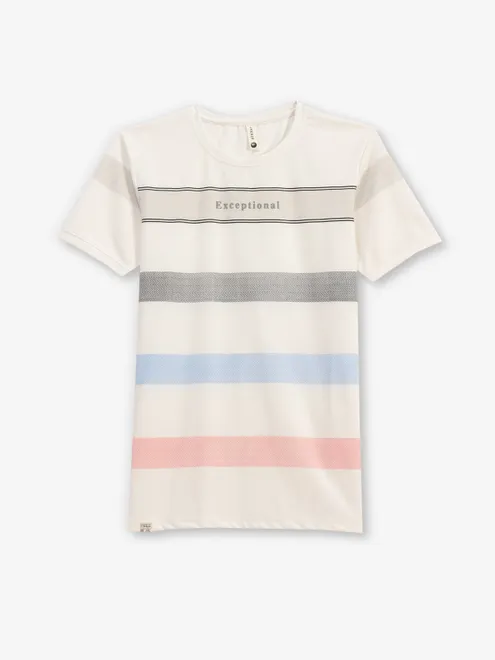 FREEZE white color block cotton t-shirt