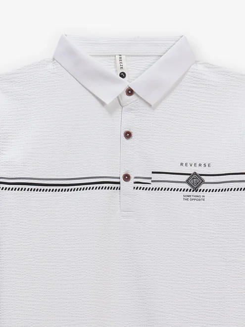 FREEZE white textured cotton t-shirt