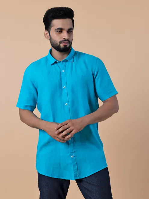Frio linen casual aqua slim fit shirt