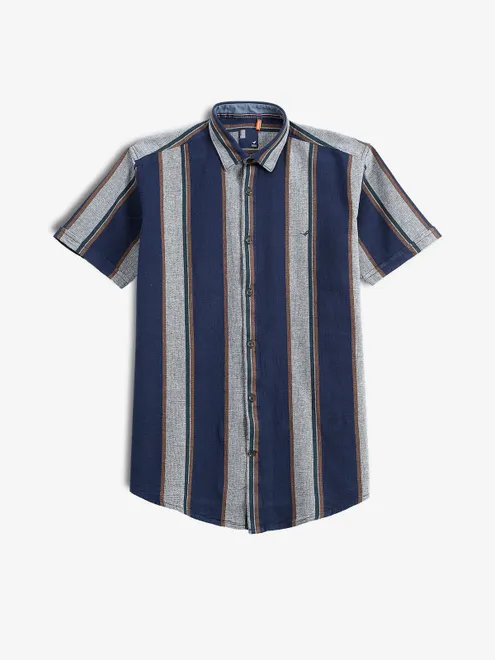 FRIO navy stripe casual shirt
