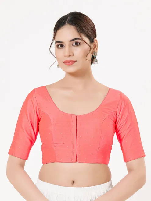 Fuschia pink tafeta silk zari festive blouse