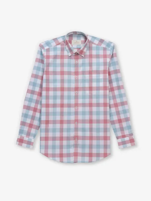 GIANTI checks onion pink cotton shirt