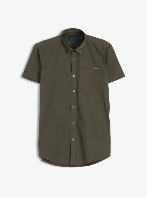 GIANTI dark green plain shirt