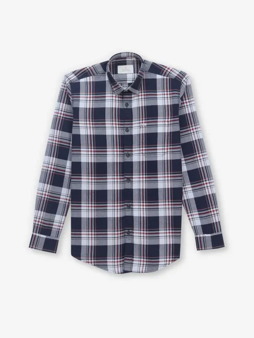 GIANTI navy cotton shirt with checks