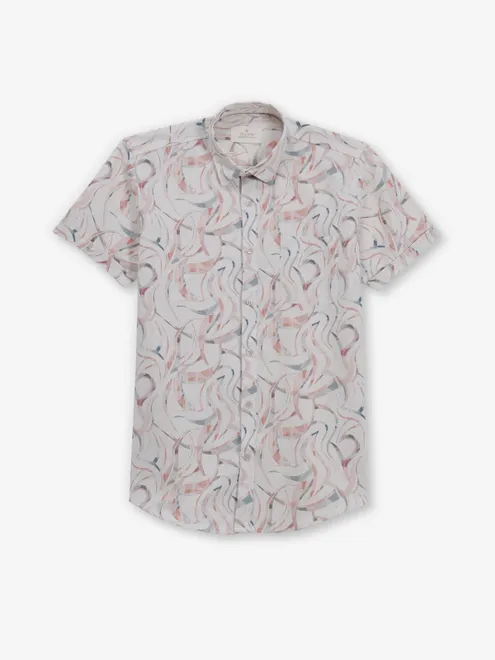 GIANTI peach printed cotton shirt