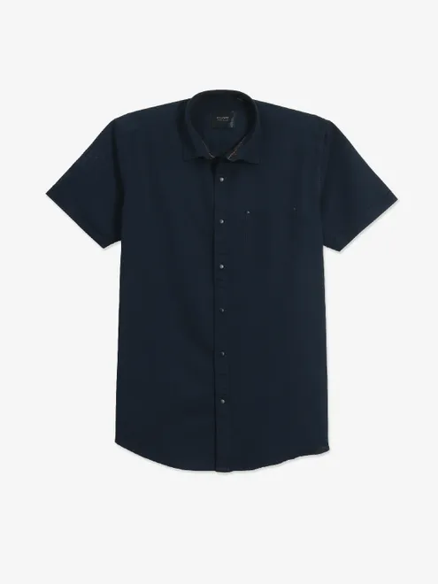 GIANTI plain navy cotton shirt