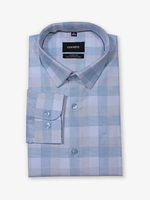 GINNETI checks sky blue shirt