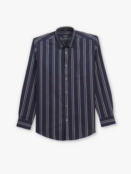 GINNETI navy stripe silk shirt