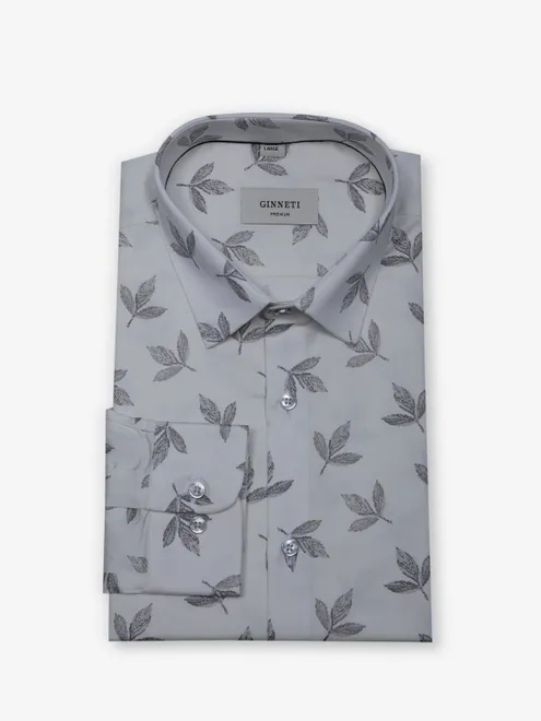 GINNETI off-white printed cotton shirt