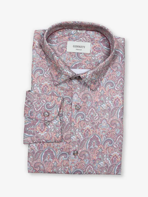 GINNETI party style printed rust full sleeve shirt