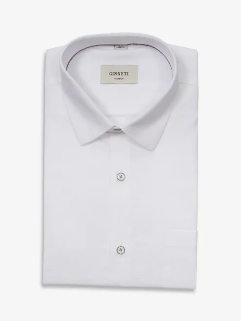 GINNETI plain white texture shirt