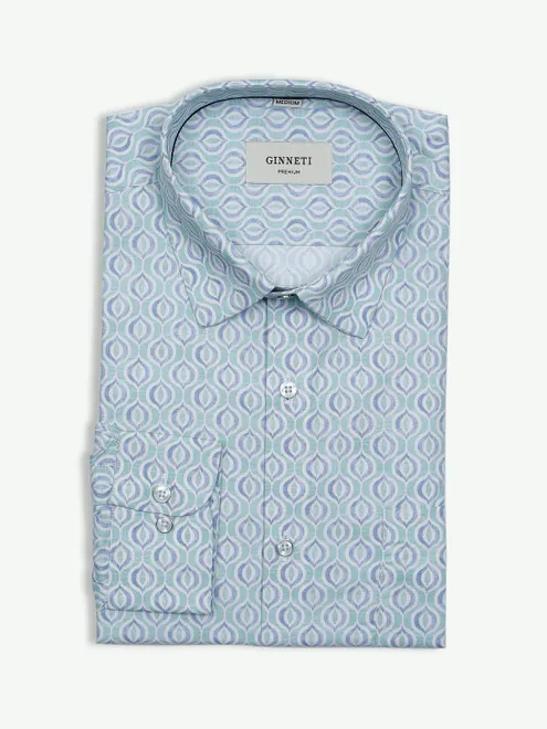 Ginneti printed cotton shirt in light green