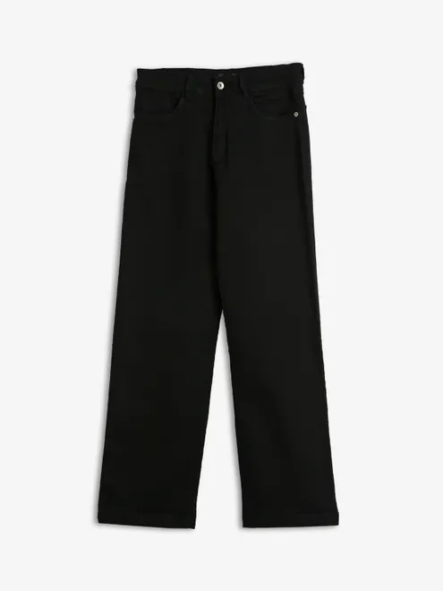 Global Republic black solid straight fit jeans