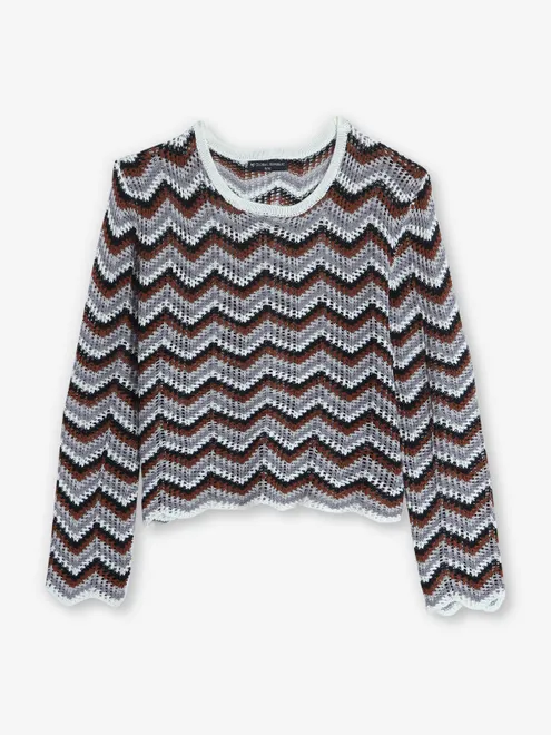 GLOBAL REPUBLIC grey zigzag top