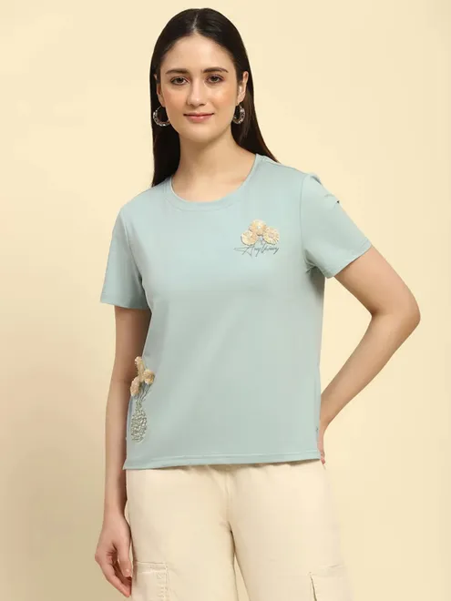 GLOBAL REPUBLIC mint green cotton t-shirt