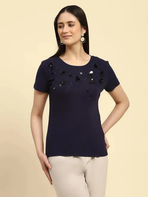 GLOBAL REPUBLIC navy cotton t-shirt