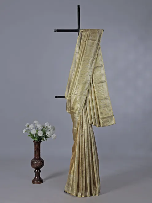 Gold kanjivaram silk heritage zari saree