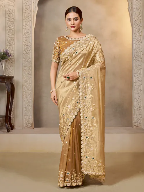 Golden glow tissue silk saree of timeless grandeur