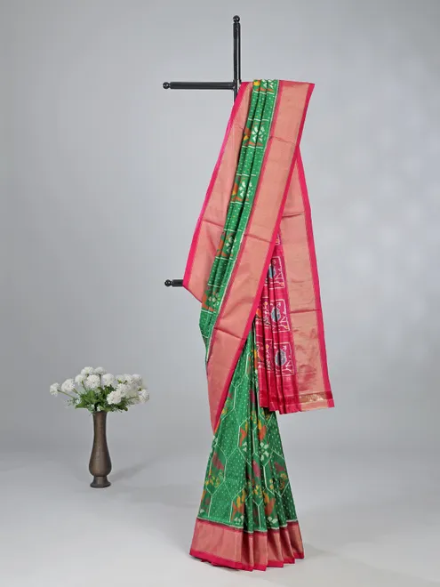 Green patola silk saree for mehendi special