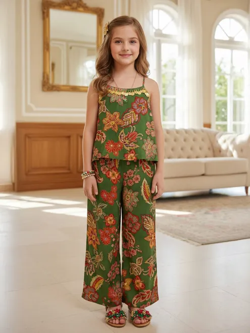 Green printed co-ord set sparkle