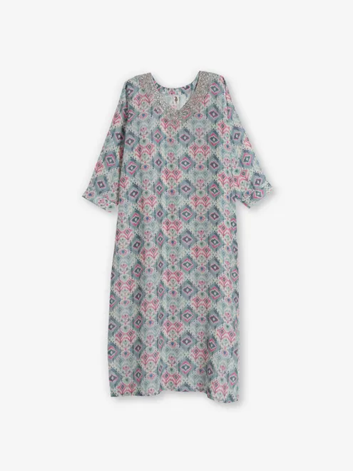 Grey cotton kurti with quarter sleeves
