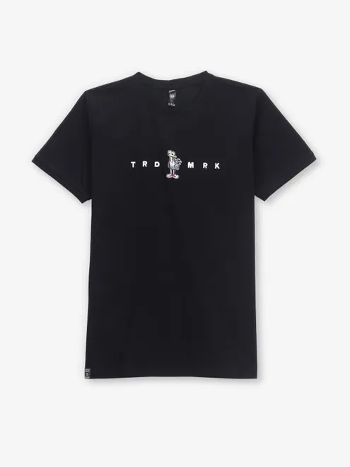 GS78 slim fit printed black cotton t-shirt