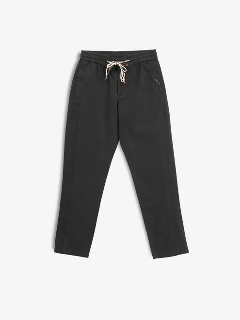 GS78 solid black cotton track pant