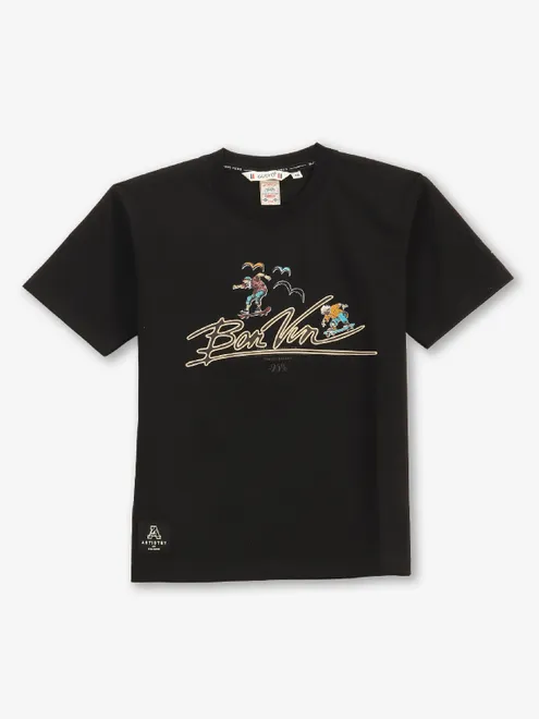 GUSTO printed cotton t-shirt in black