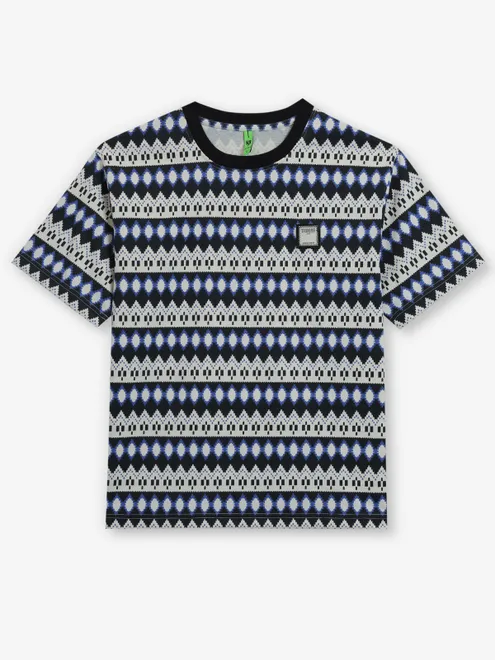 HIBRID beige and blue printed t-shirt