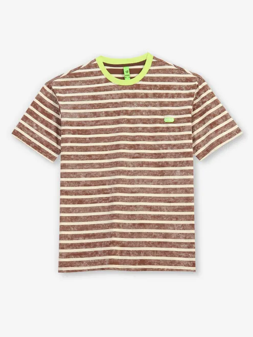 HIBRID brown printed cotton slim fit t-shirt