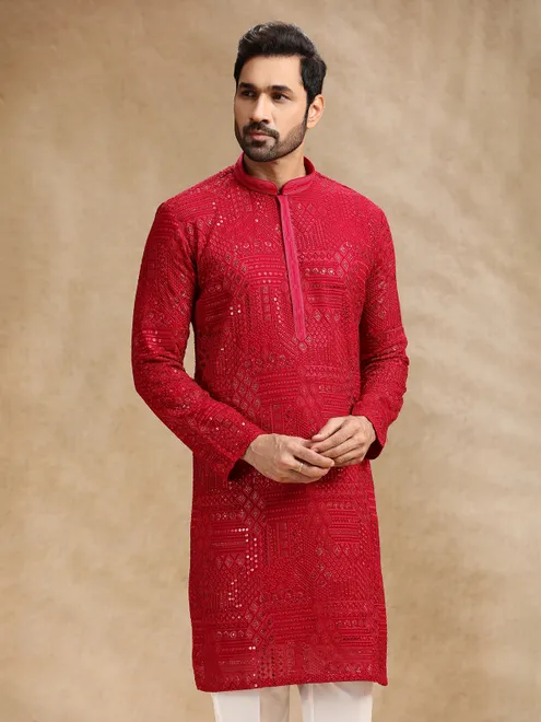 Hot pink georgette kurta pajama