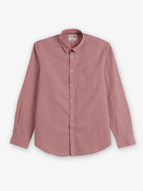INDIAN TARRAIN pink cotton slim fit shirt