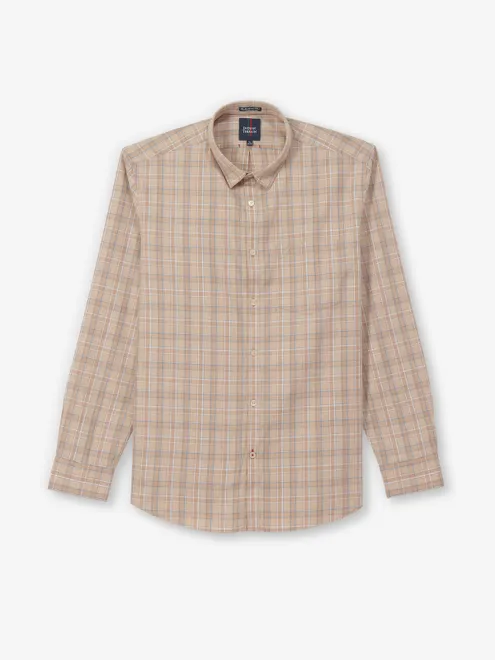 INDIAN TERRAIN beige checks cotton shirt for mens