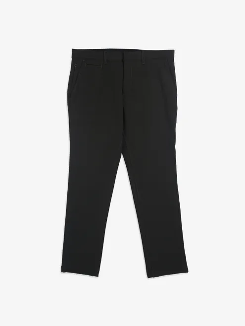 INDIAN TERRAIN dark brown solid cotton trouser