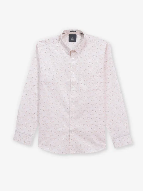 INDIAN TERRAIN peach printed cotton shirt