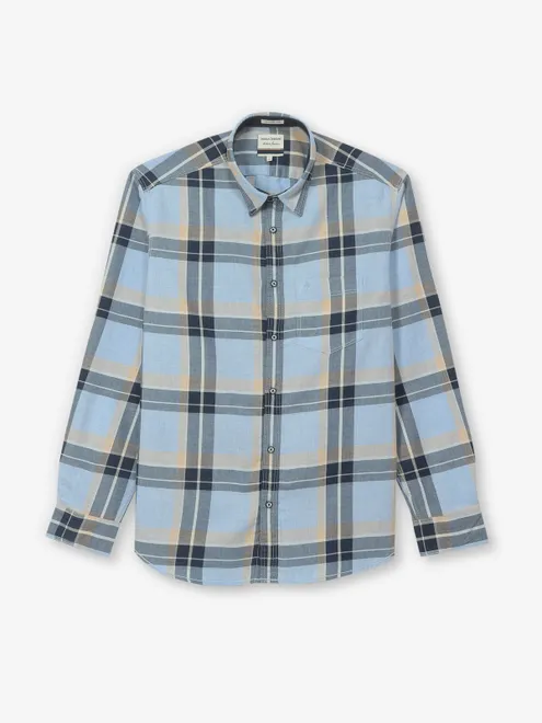 INDIAN TERRAIN sky blue checks cotton shirt