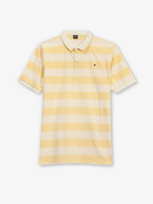 INSTINTO mustard yellow stripe cotton t-shirt