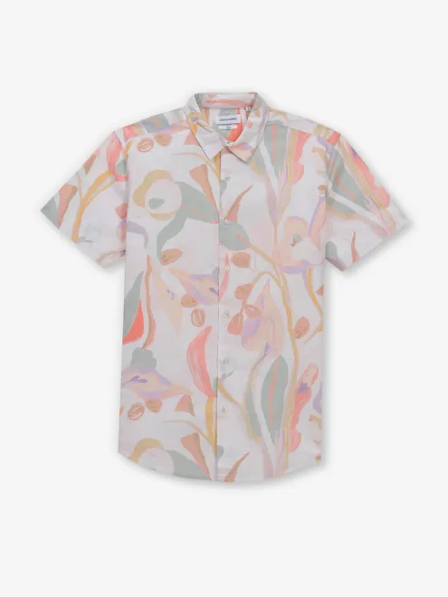 JACK&JONES cream printed cotton shirt