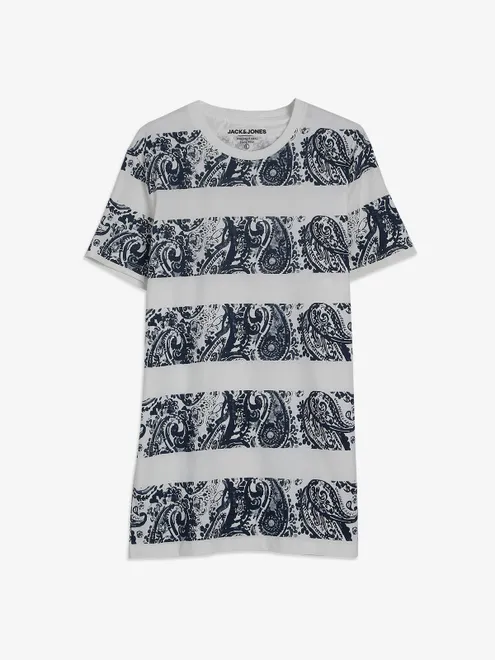 JACK&JONES white printed half sleeve t-shirt
