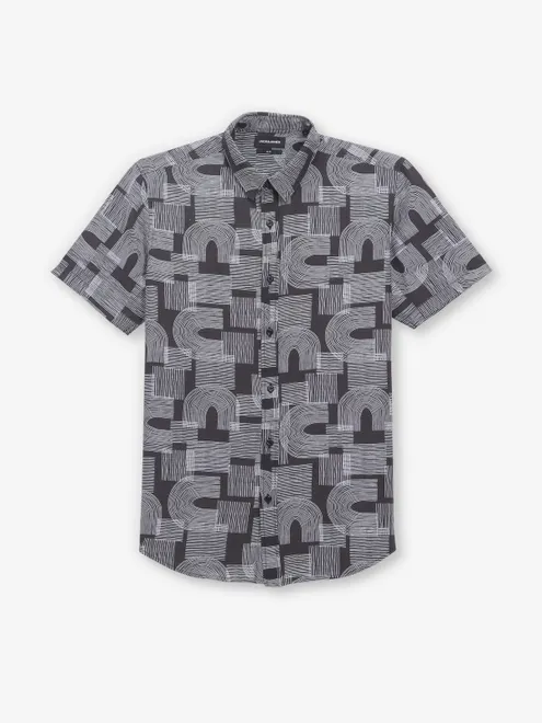 JACK & JONES black printed cotton shirt