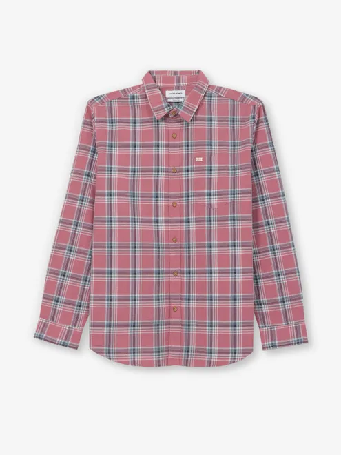 JACK & JONES checks carrot pink casual shirt