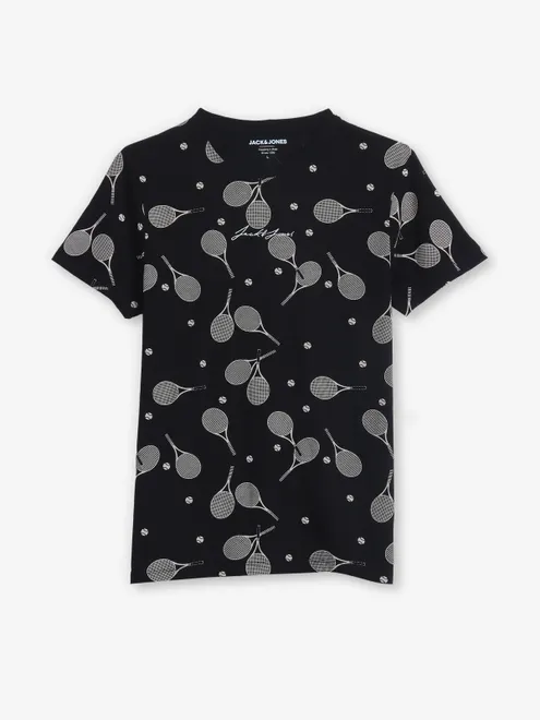 JACK & JONES cotton printed t-shirt in black